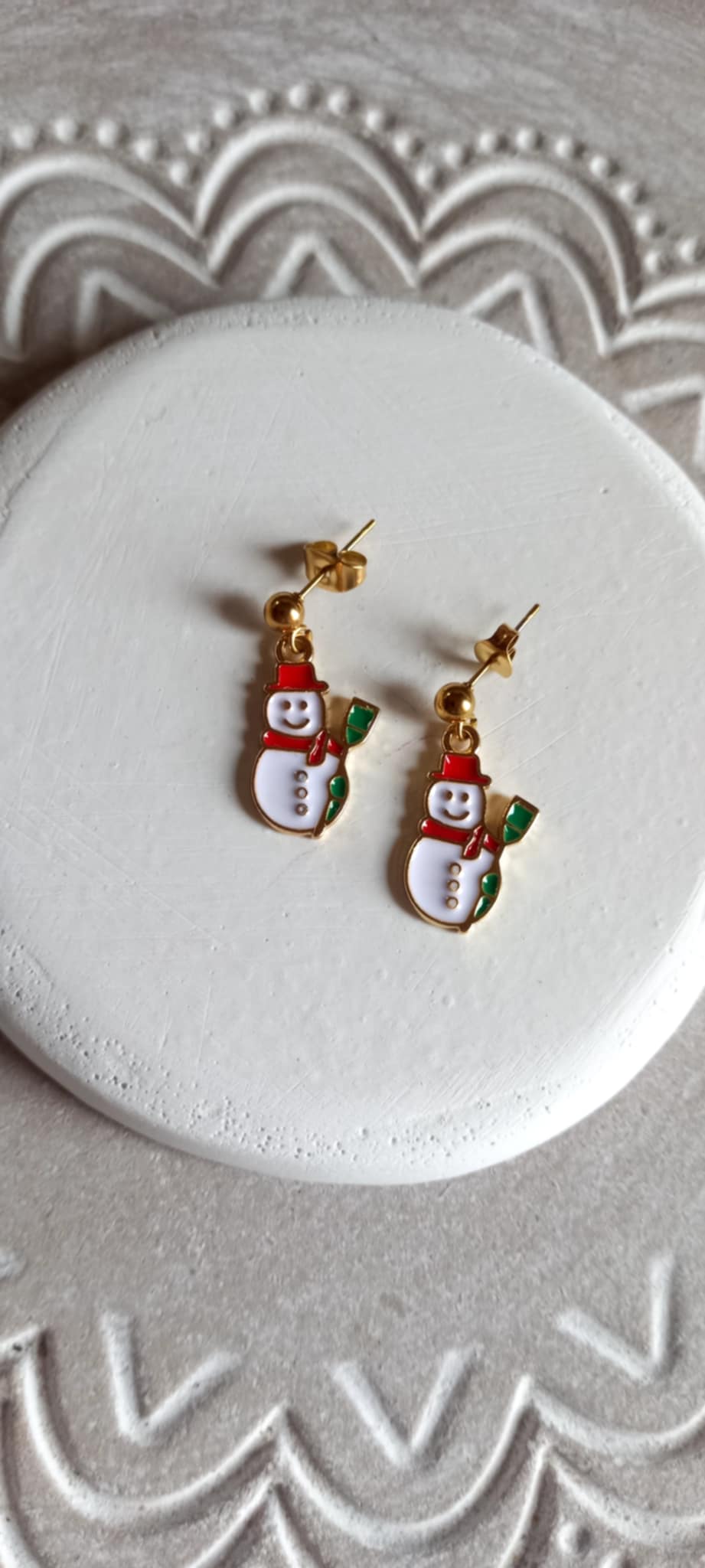 Σκουλαρίκια με μοτίφ χιονάνθρωπο