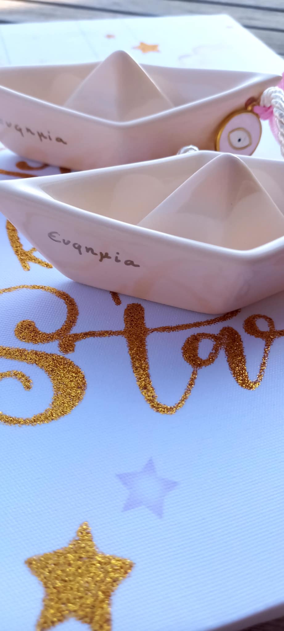 Μπομπονιέρα βάπτισης κεραμικό καράβι με μάτι