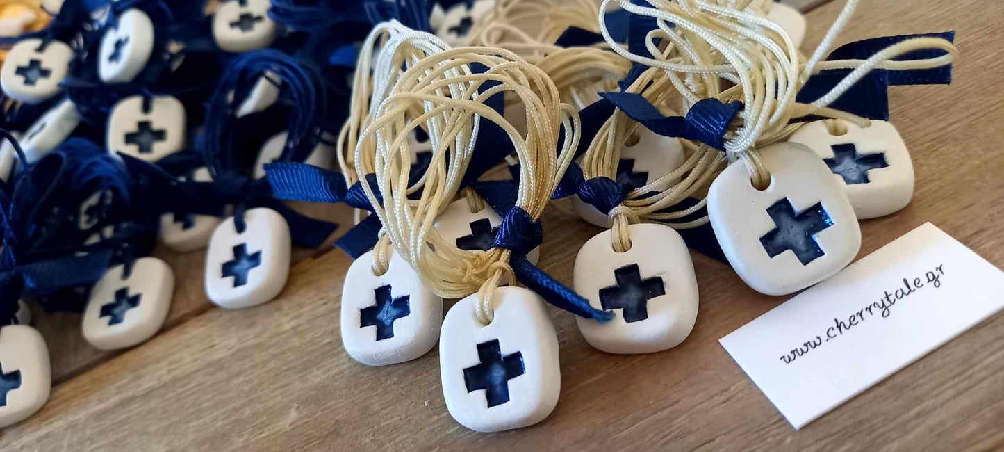 Μαρτυρικό βάπτισης κρεμαστό βότσαλο με σταυρό