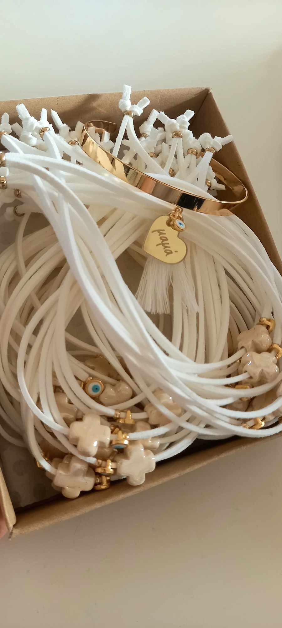 Μαρτυρικό βάπτισης για μαμά και νονά με βέργα και φούντα