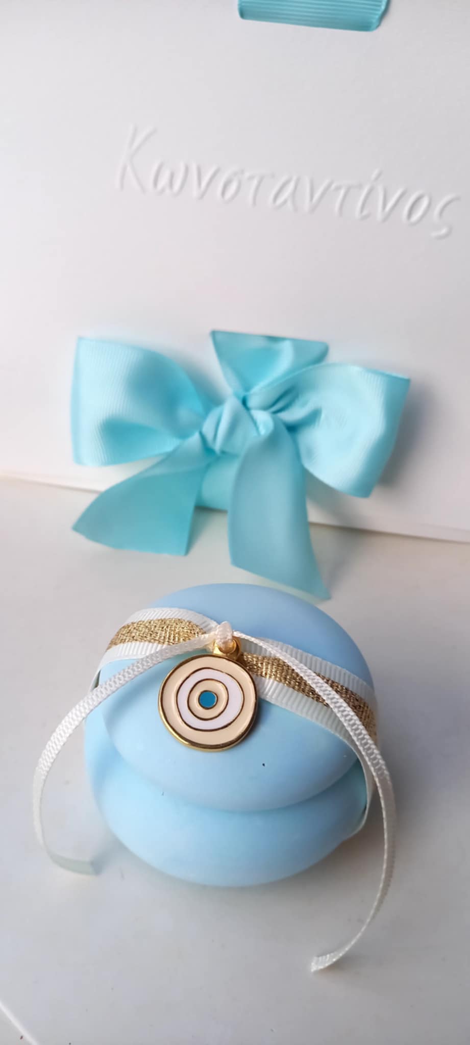 Μπομπονιέρα βάπτισης μπιζουτιέρα με μάτι
