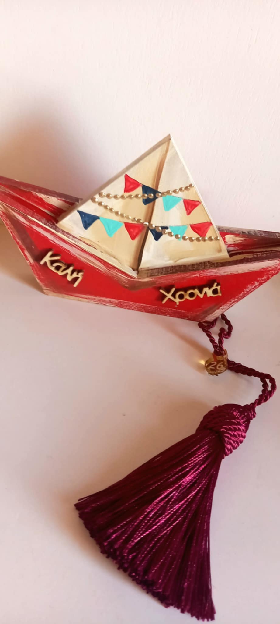 Επιτραπέζιο γούρι ξύλινο καραβάκι