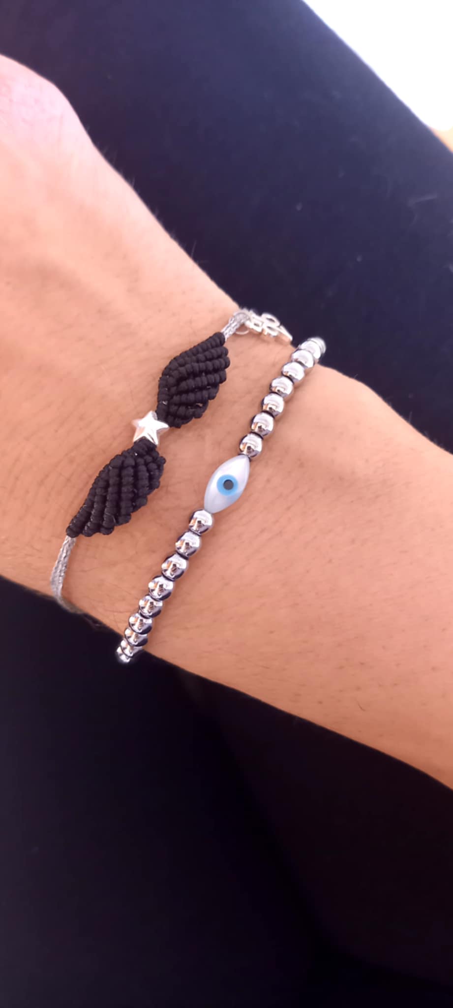 Βραχιόλι - γούρι με μακραμέ φτερά αγγέλου