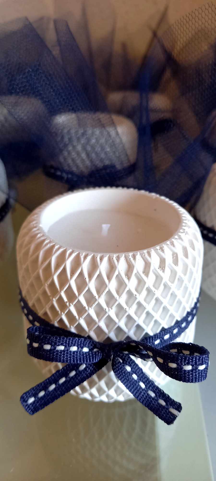 Μπομπονιέρα γάμου - βάπτισης κερί σε κεραμικό βαζάκι