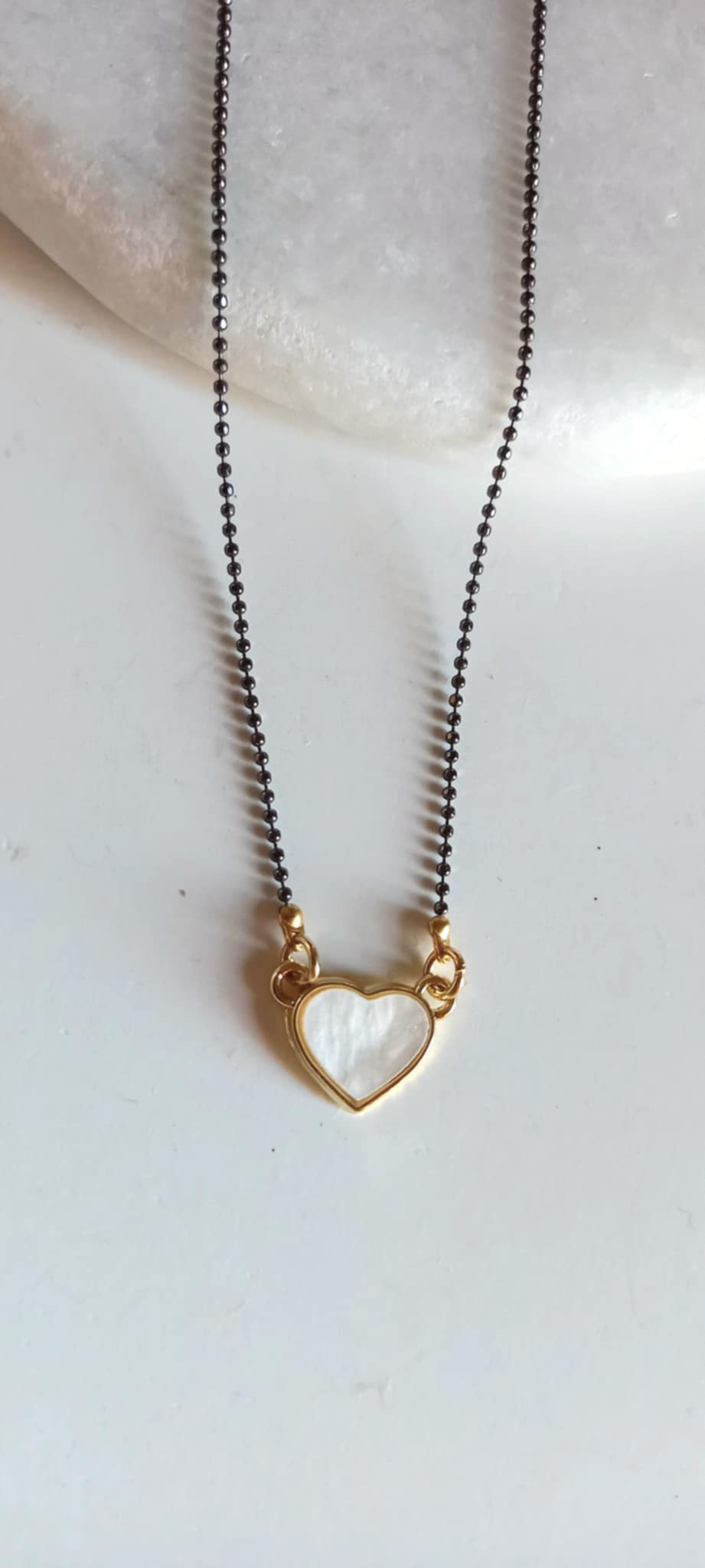 Κολιέ αλυσίδα και μοτίφ καρδιά από φίλντισι