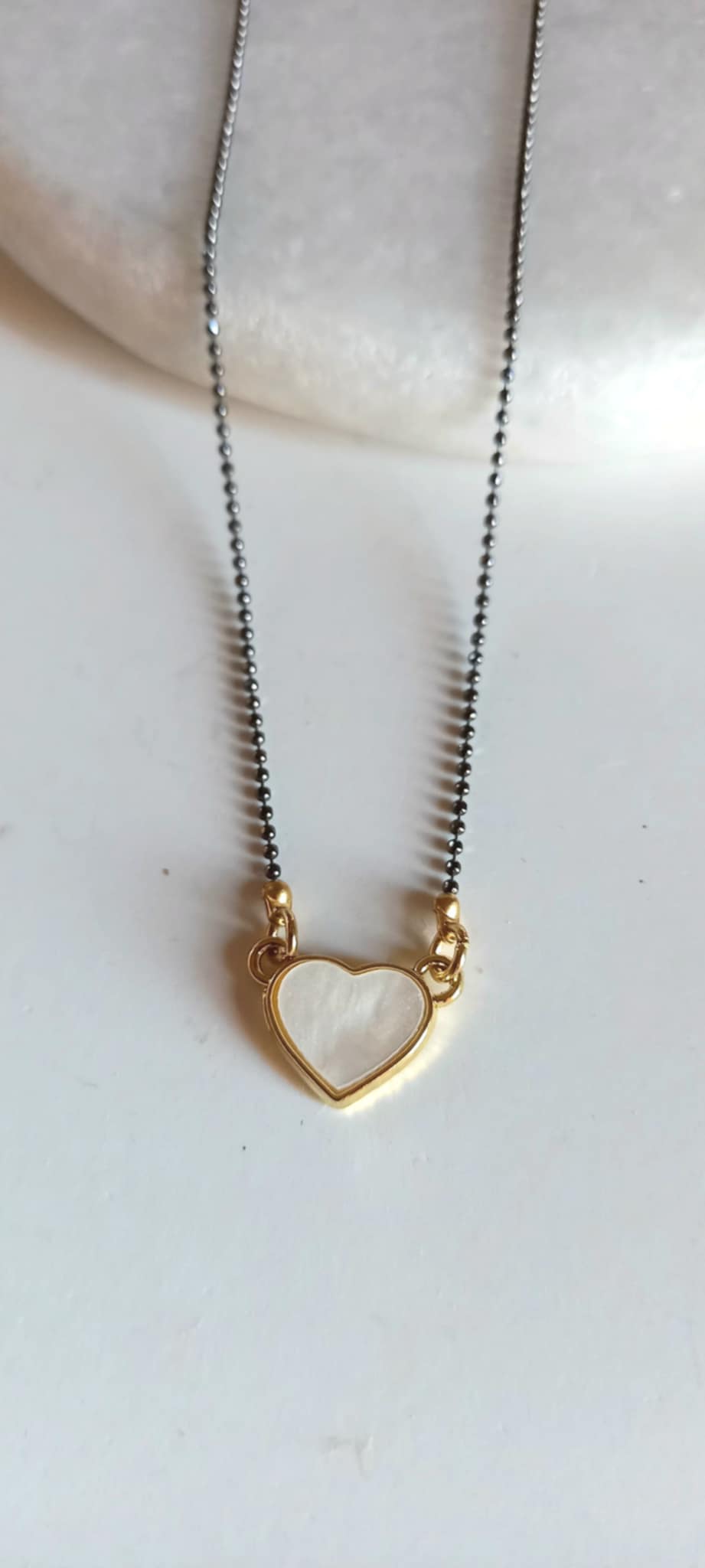 Κολιέ αλυσίδα και μοτίφ καρδιά από φίλντισι