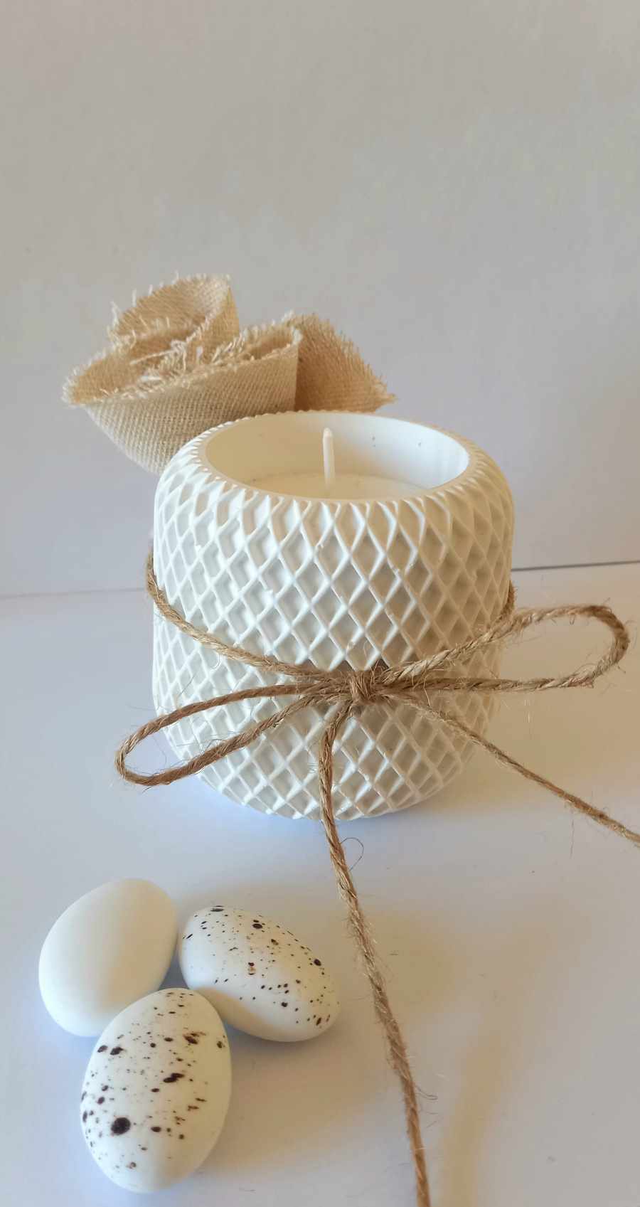 Μπομπονιέρα γάμου - βάπτισης κερί με υφή πορσελάνης