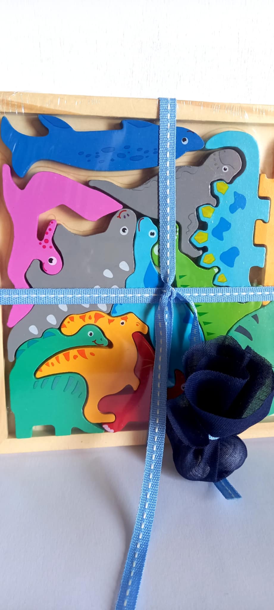 Παιδική μπομπονιέρα βάπτισης ξύλινο παζλ με δεινόσαυρους