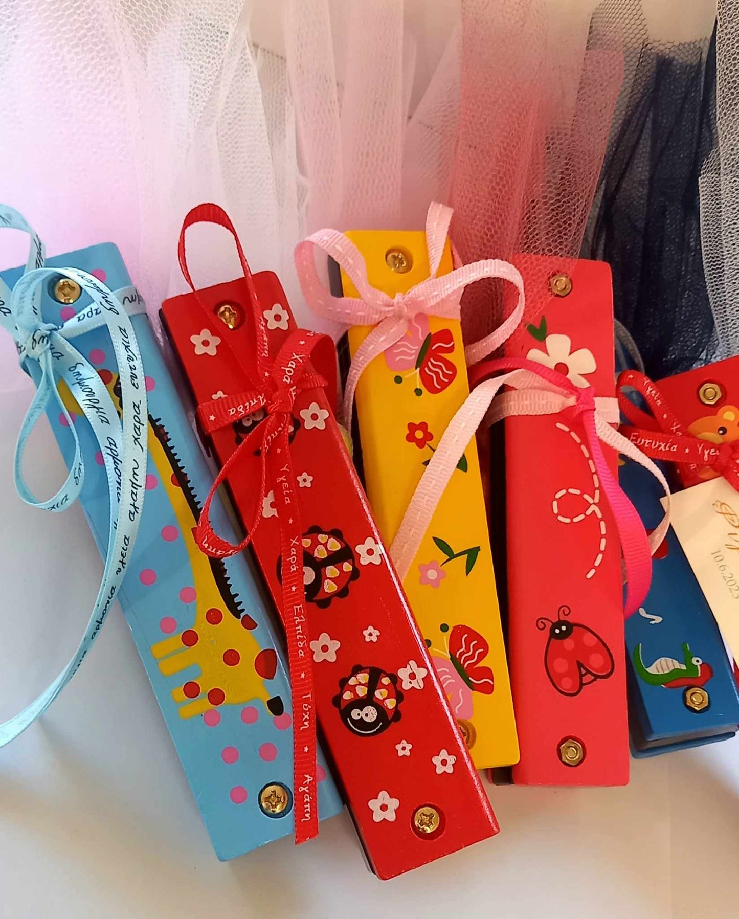Παιδική μπομπονιέρα βάπτισης ξύλινη φυσαρμόνικα
