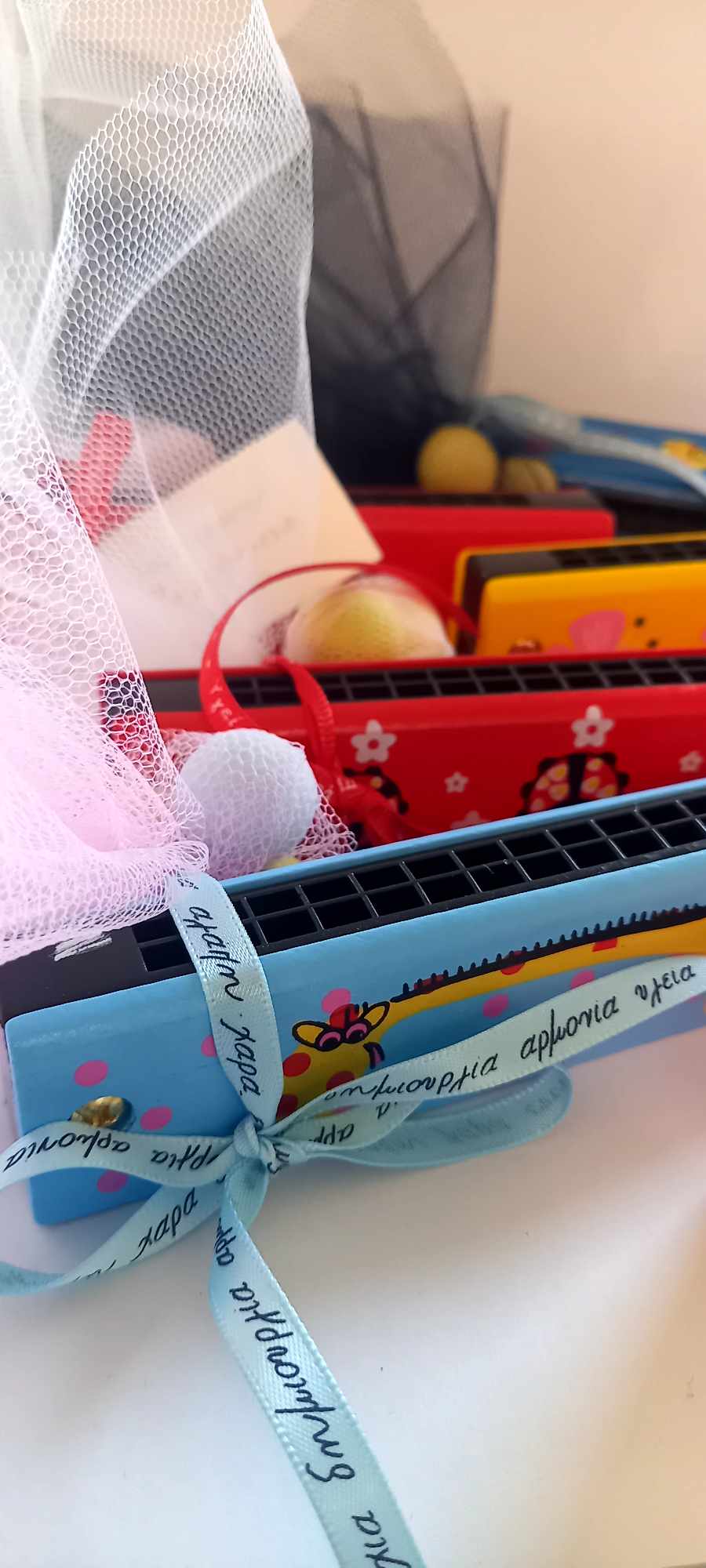 Παιδική μπομπονιέρα βάπτισης ξύλινη φυσαρμόνικα