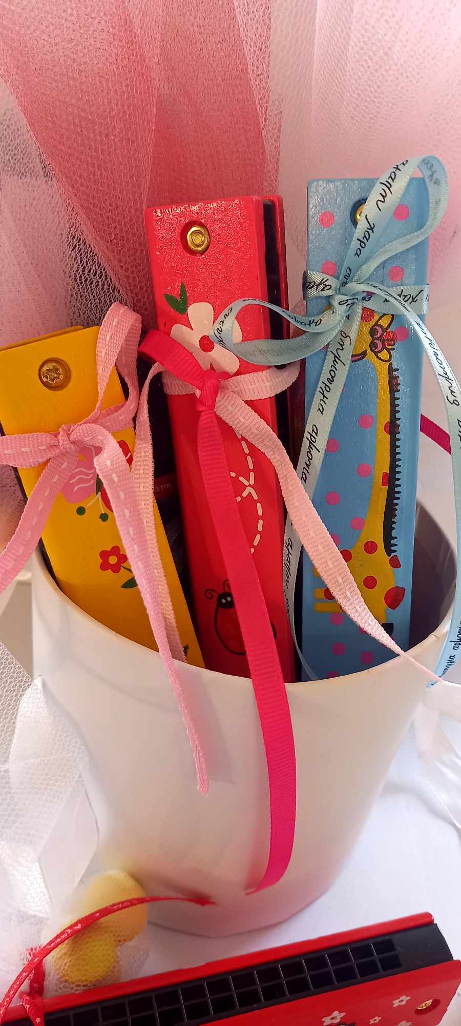 Παιδική μπομπονιέρα βάπτισης ξύλινη φυσαρμόνικα