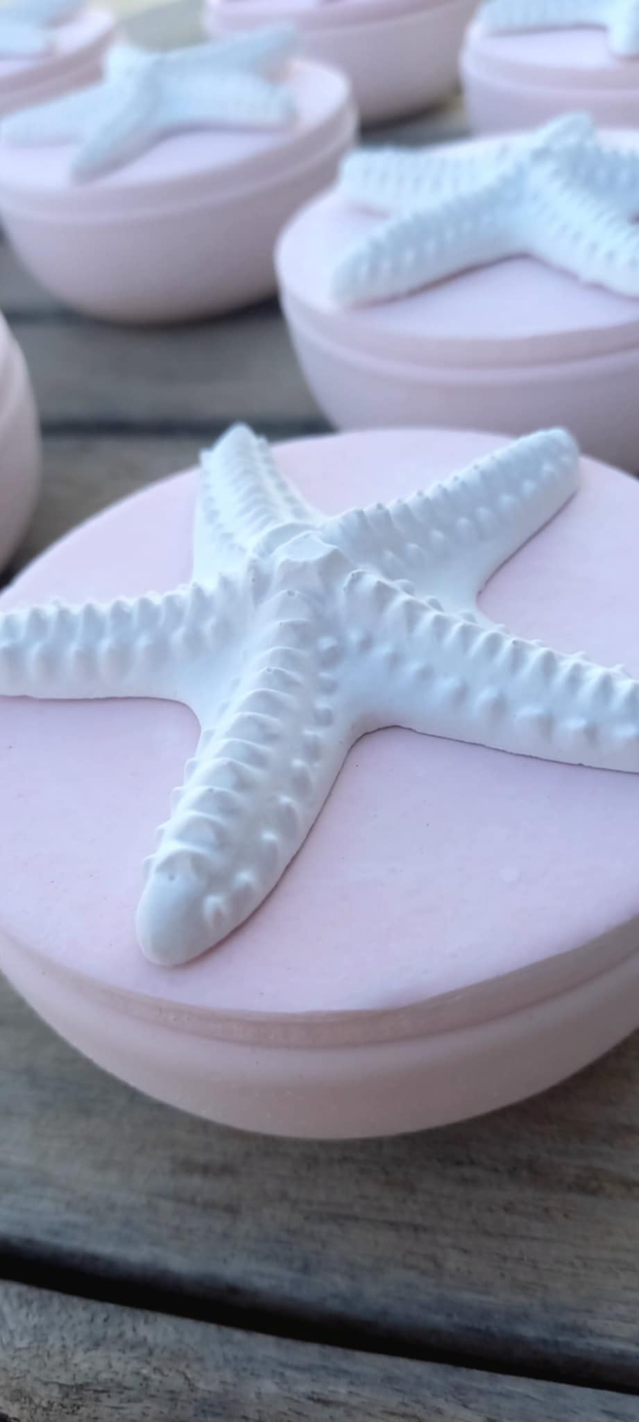 Μπομπονιέρα βάπτισης κεραμική μπιζουτιέρα με αστερία