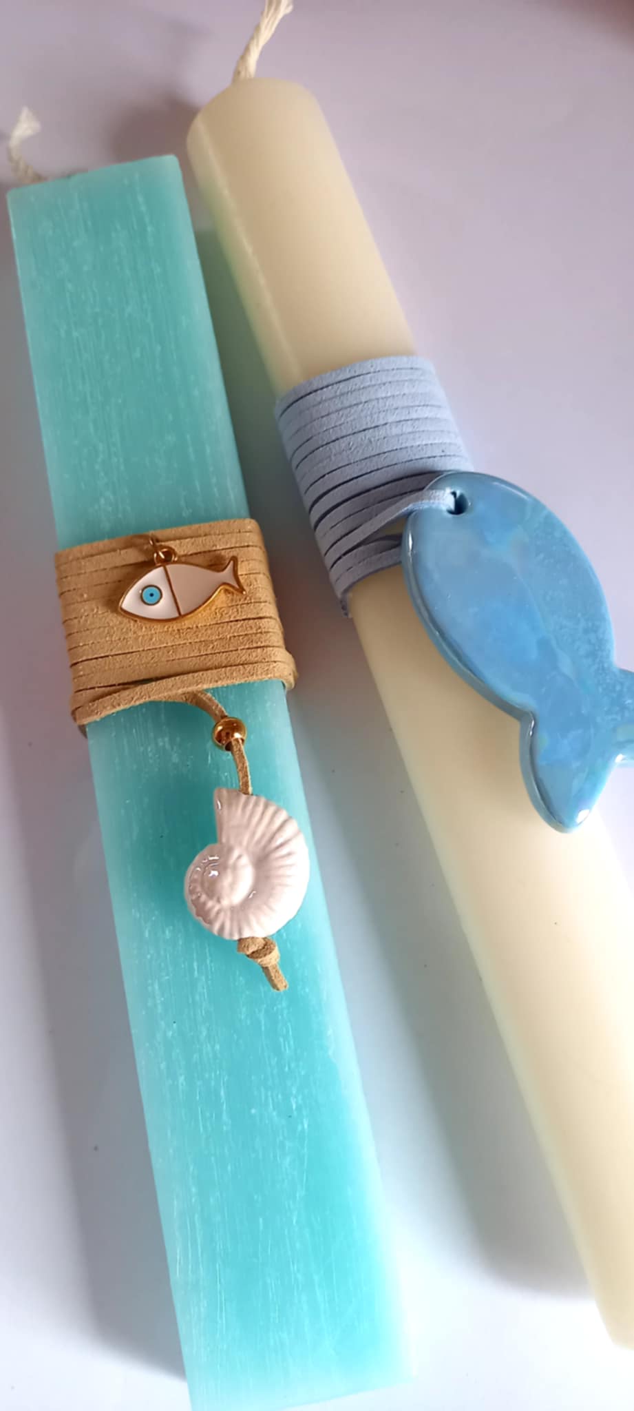 Χειροποίητη λαμπάδα με κεραμικό ψαράκι