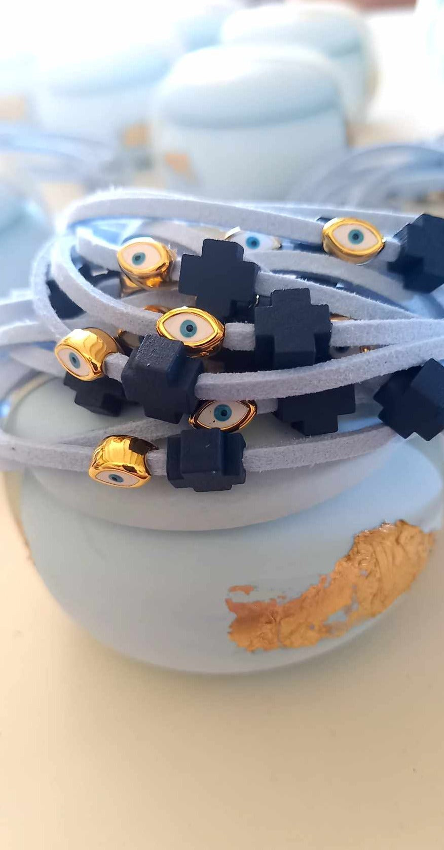 Χειροποίητο μαρτυρικό βάπτισης με ξύλινο σταυρό και μάτι