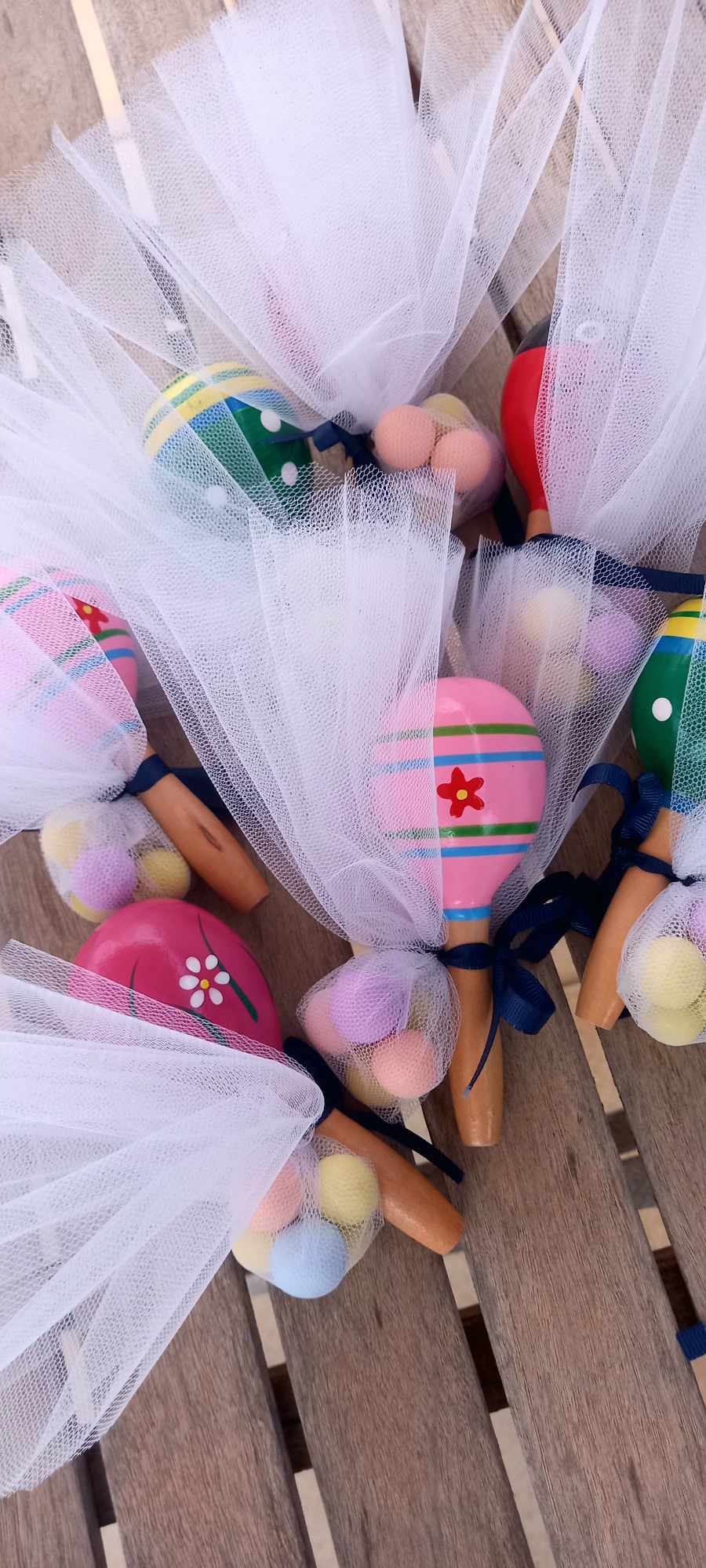 Παιδική μπομπονιέρα βάπτισης ξύλινες μαράκες