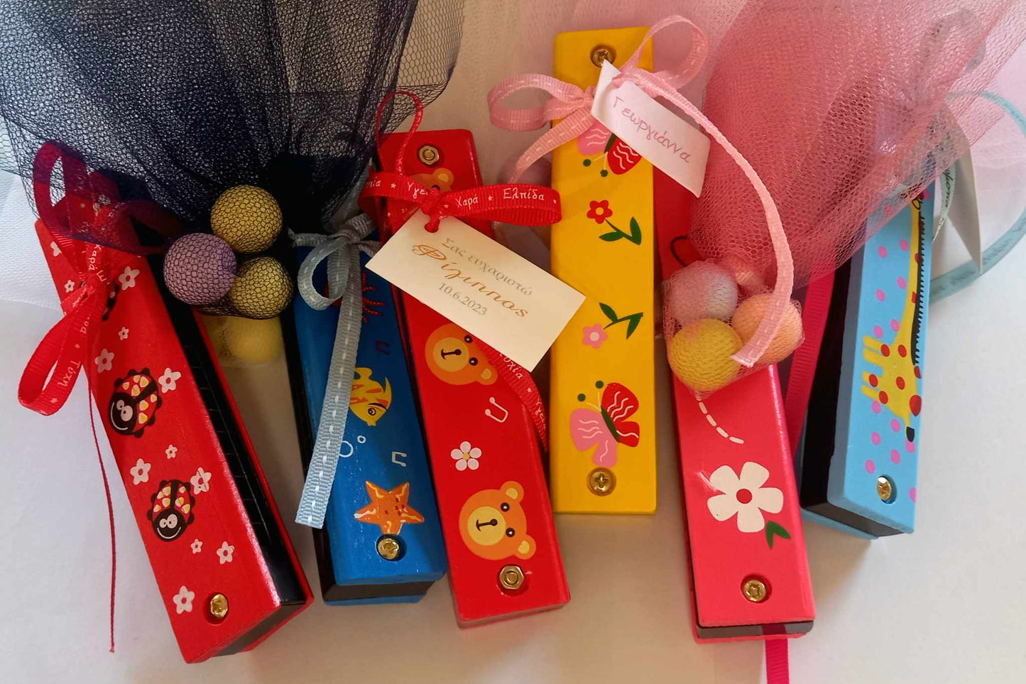 Παιδική μπομπονιέρα βάπτισης ξύλινη φυσαρμόνικα