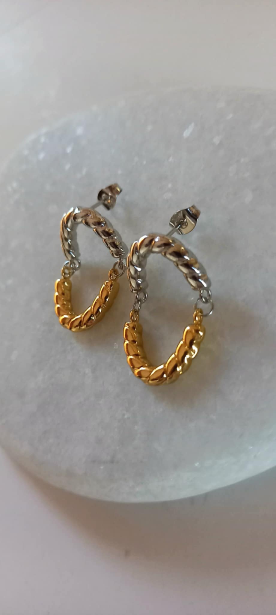 Δίχρωμα σκουλαρίκια από ατσάλι