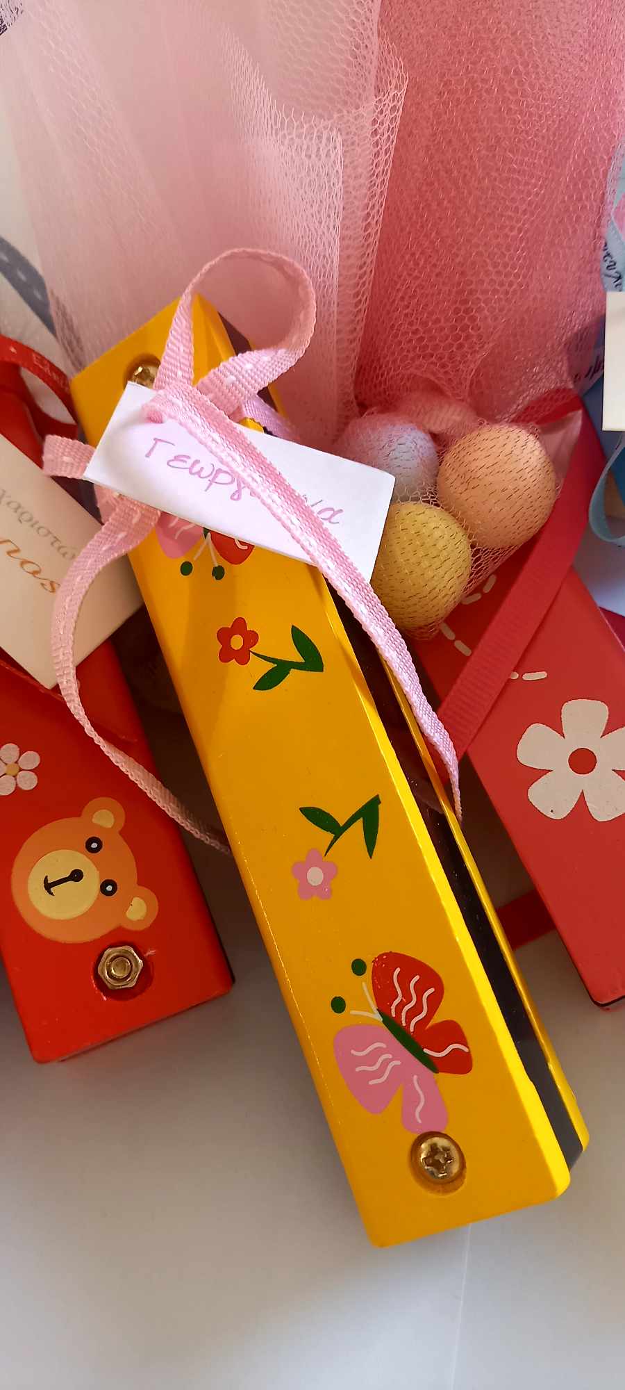 Παιδική μπομπονιέρα βάπτισης ξύλινη φυσαρμόνικα