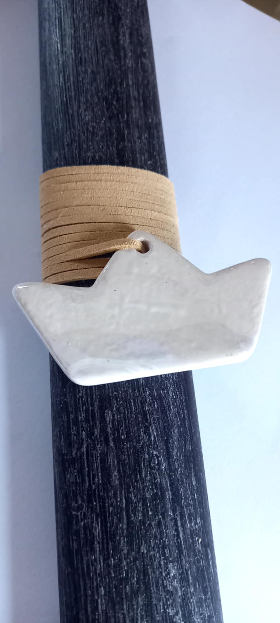 Χειροποίητη λαμπάδα με κεραμικό καραβάκι