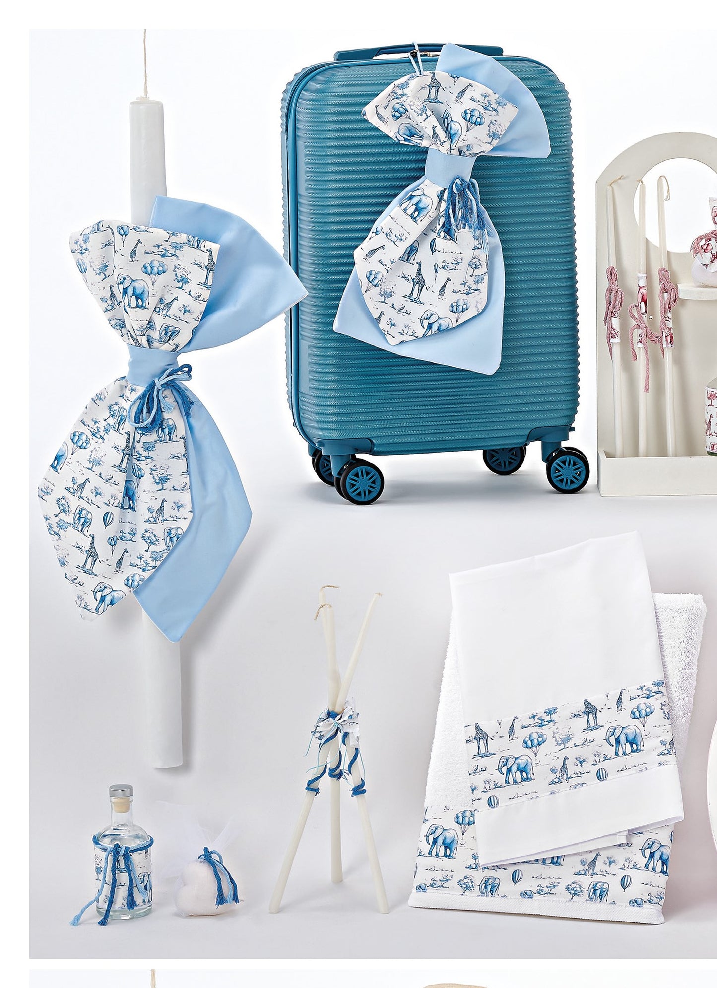 Σετ βάπτισης με θέμα toile de jouy για αγόρι