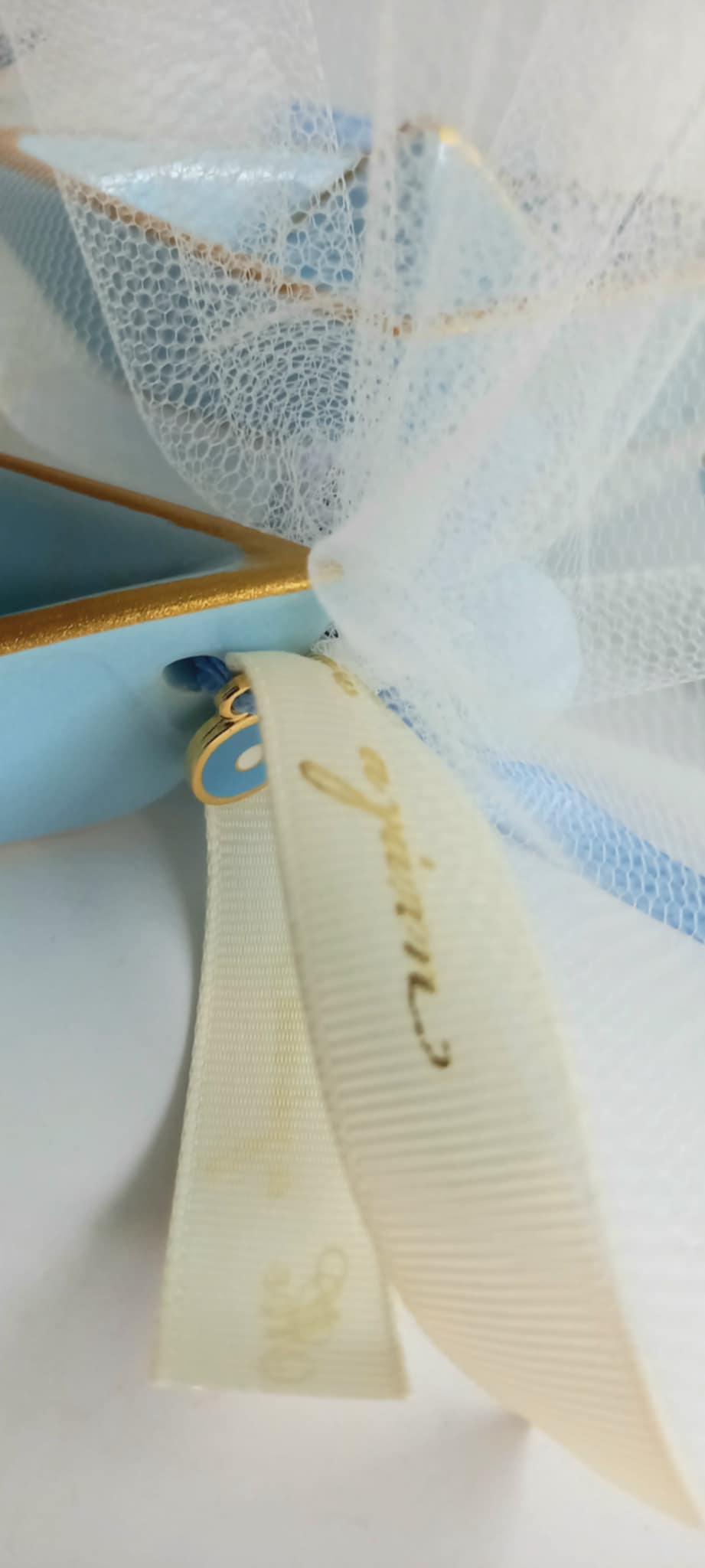 Μπομπονιέρα βάπτισης κεραμικό καραβάκι με μάτι