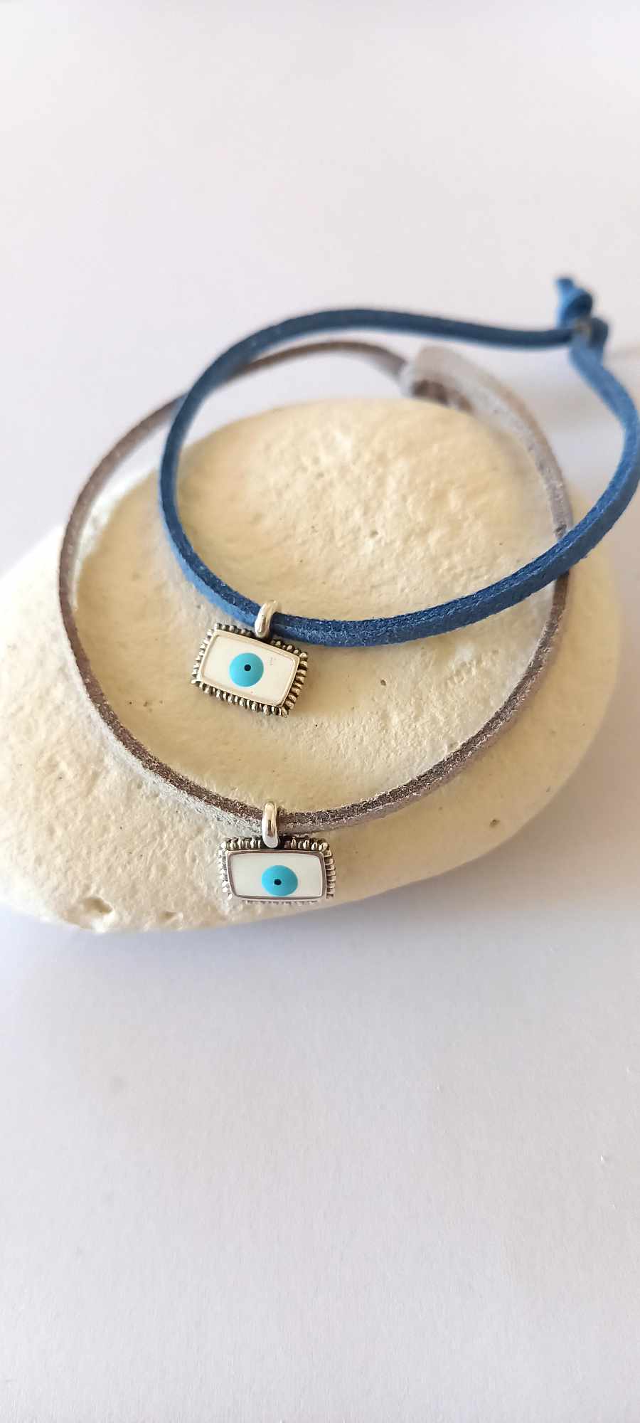 Μαρτυρικό βάπτισης βραχιόλι boho με καστόρι και μάτι