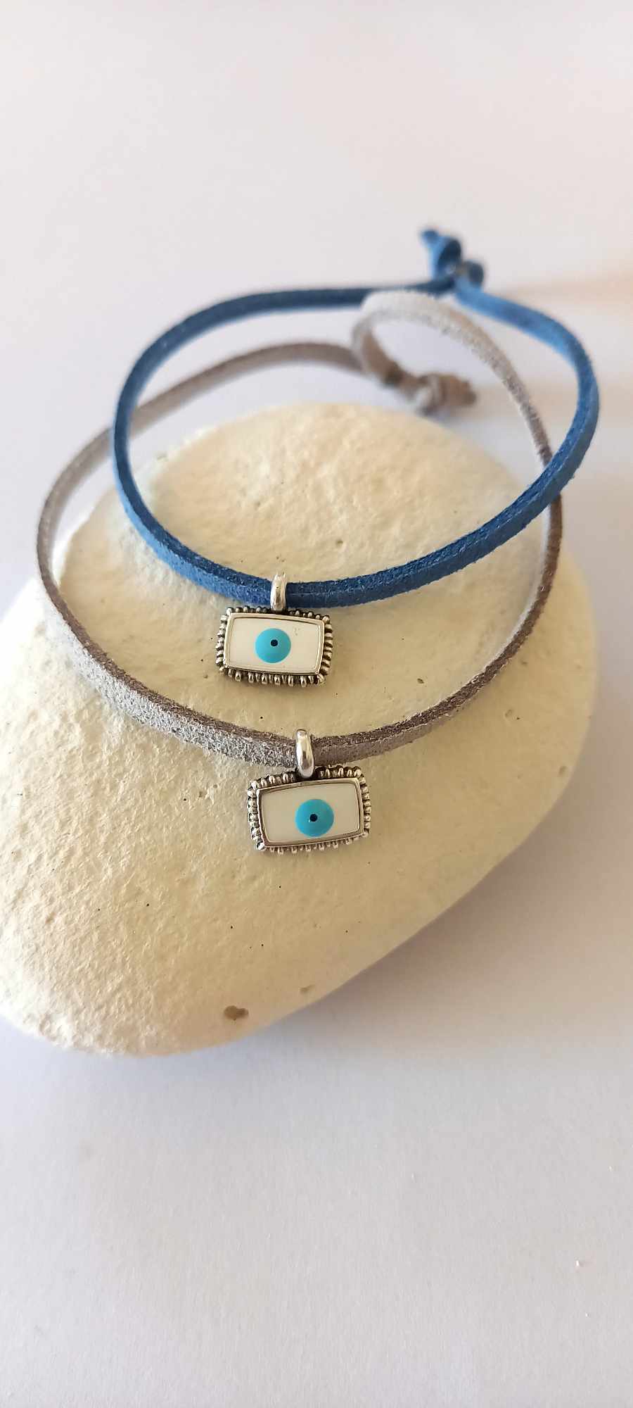 Μαρτυρικό βάπτισης βραχιόλι boho με καστόρι και μάτι