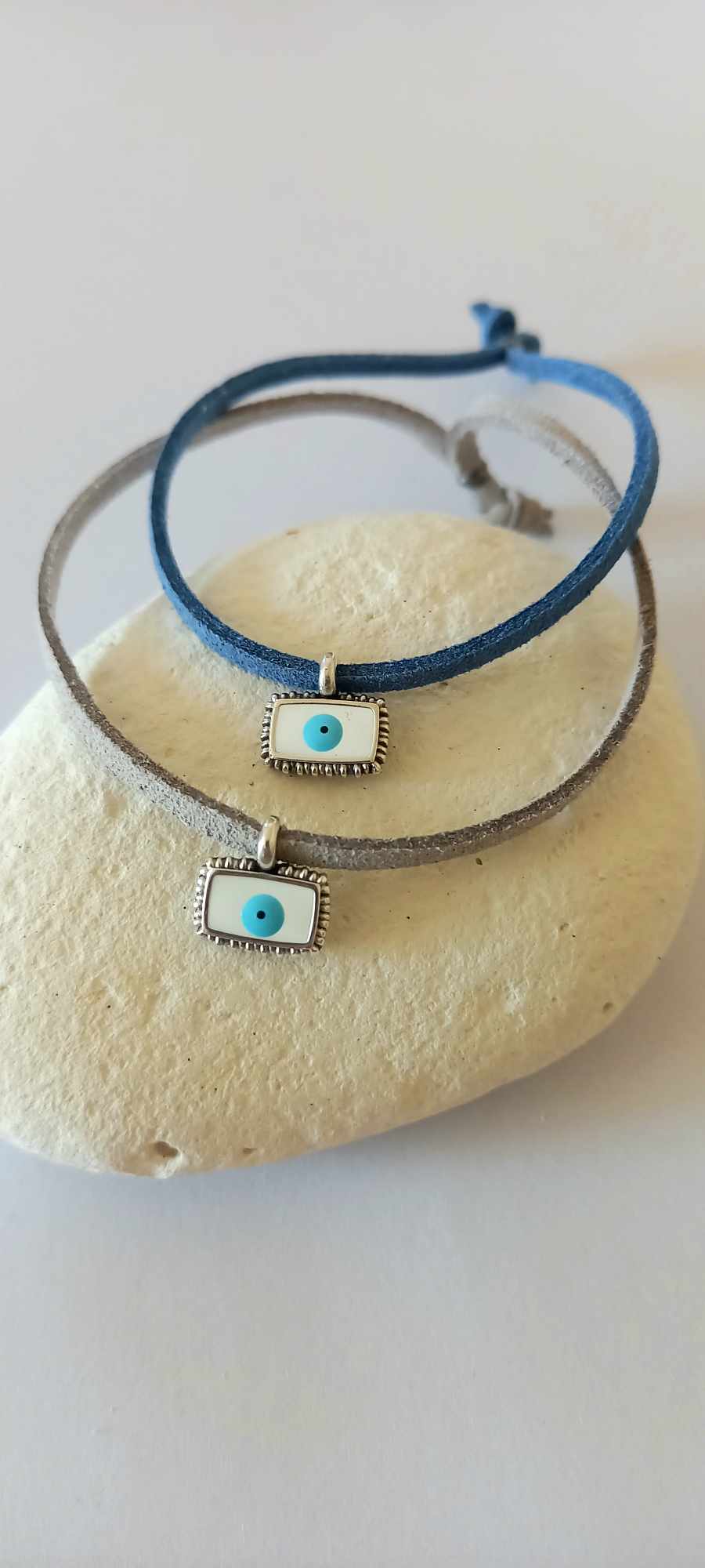 Μαρτυρικό βάπτισης βραχιόλι boho με καστόρι και μάτι