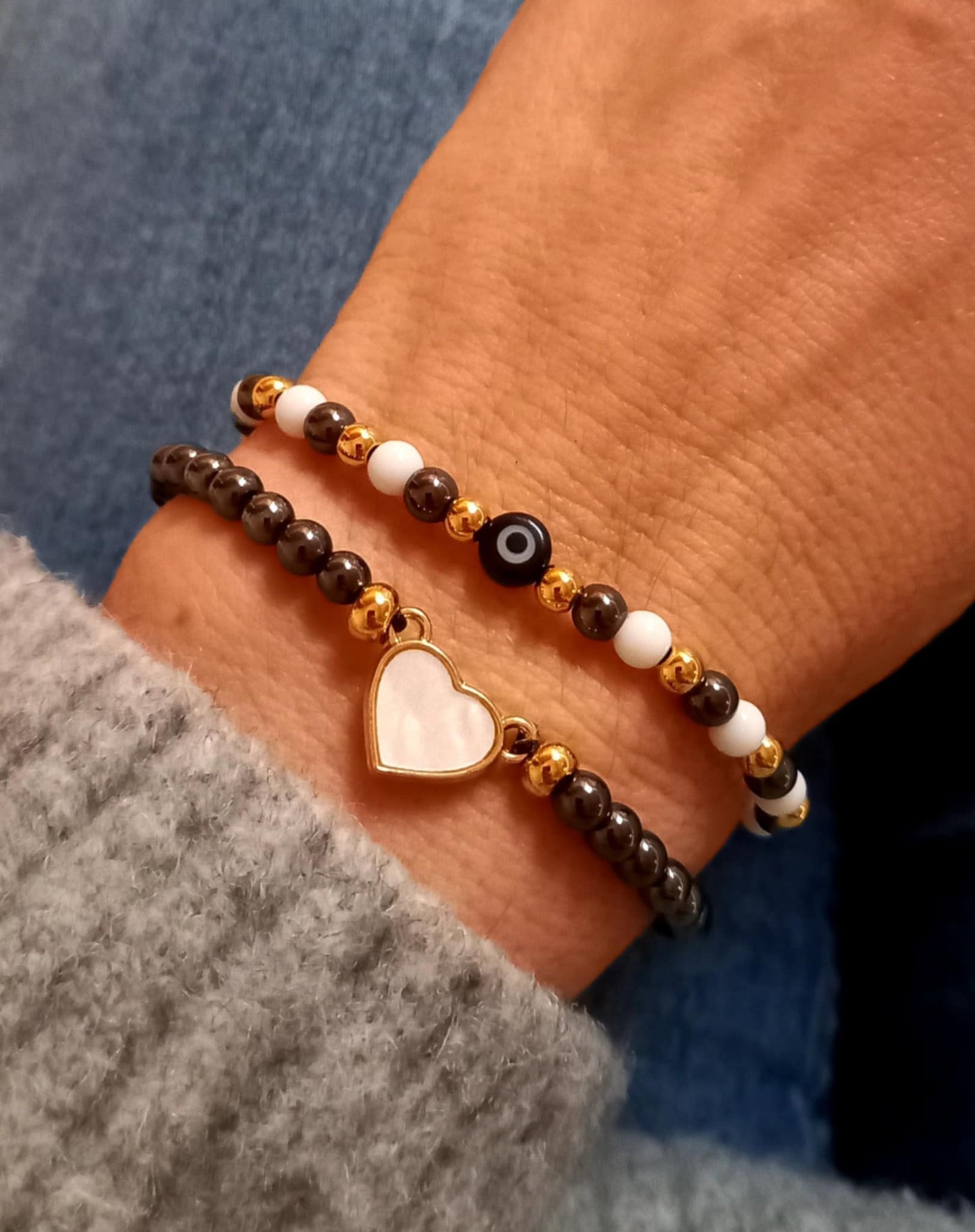 Βραχιόλι με αιματίτες, πέτρες και μάτι