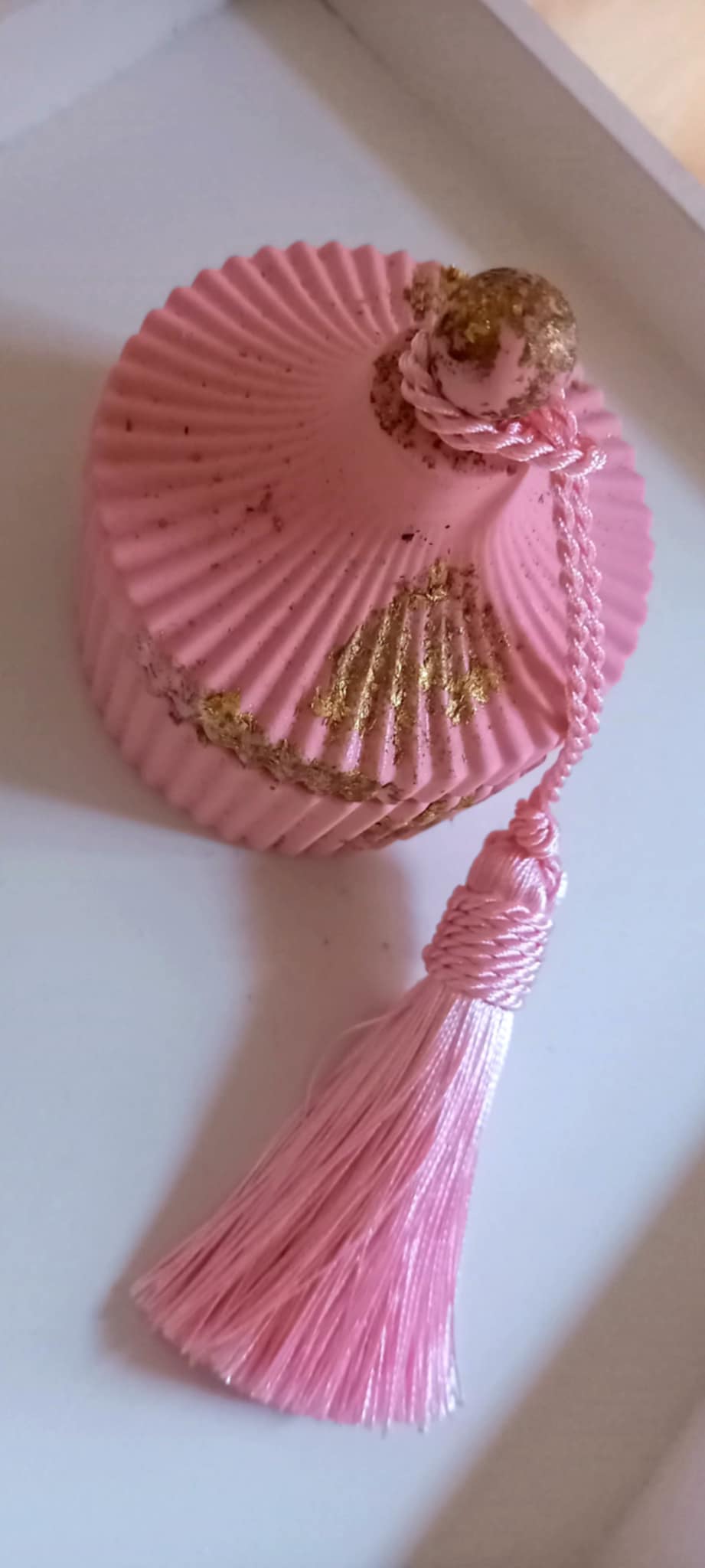 Μπομπονιέρα βάπτισης μπιζουτιέρα με φούντα