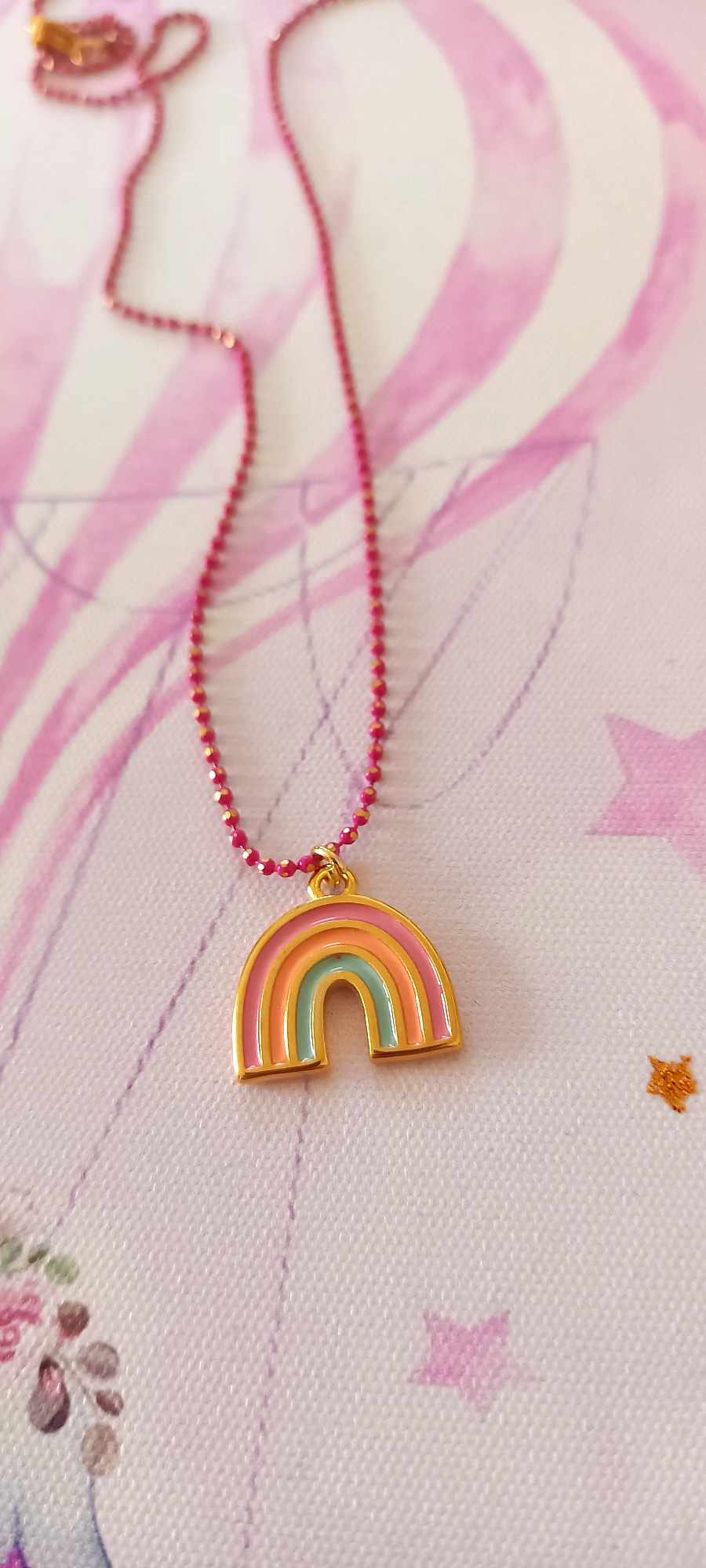 Παιδικό κολιέ με αλυσίδα και μοτίφ ουράνιο τόξο