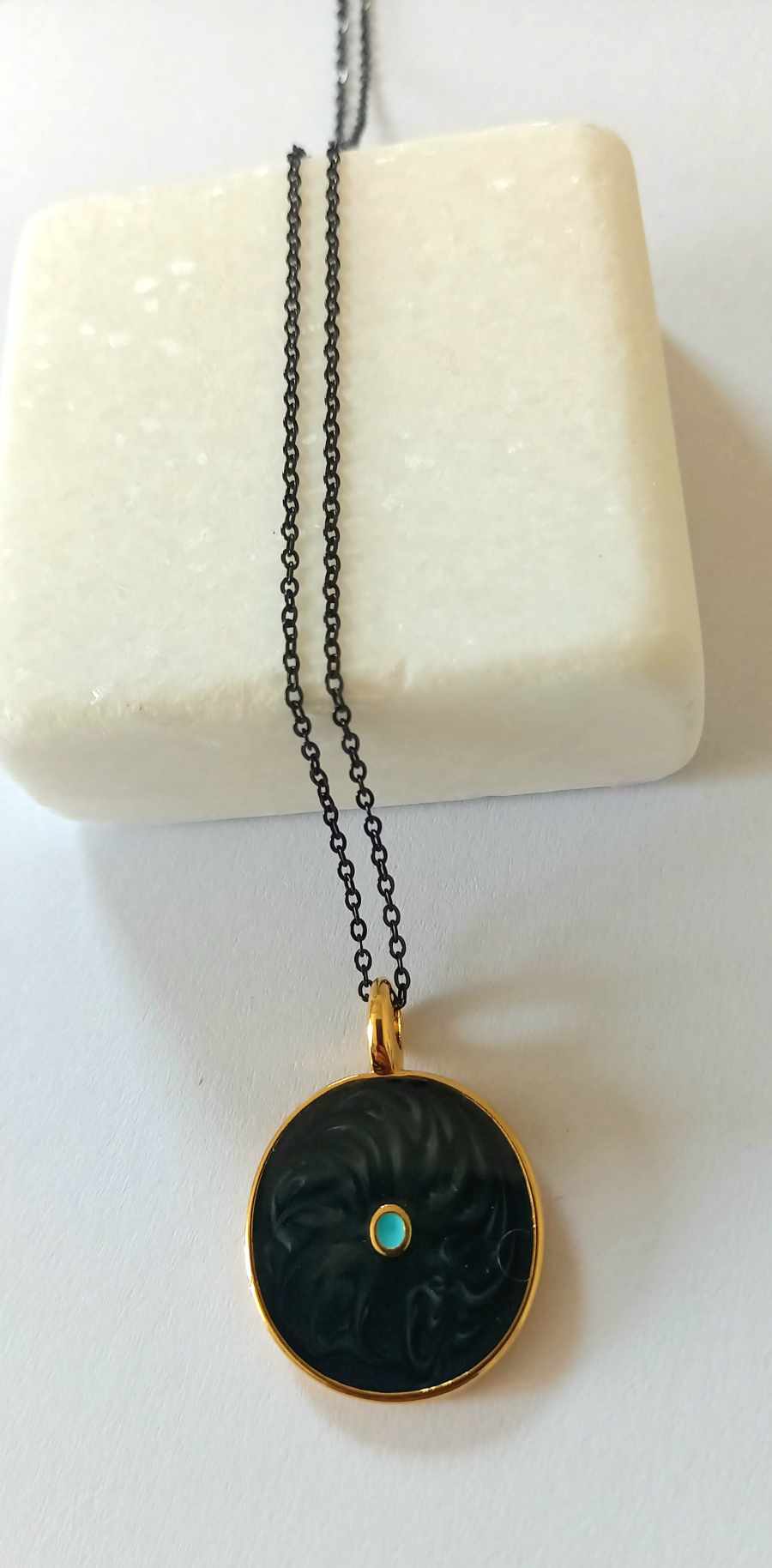 Κολιέ με ατσάλινη αλυσίδα και μάτι