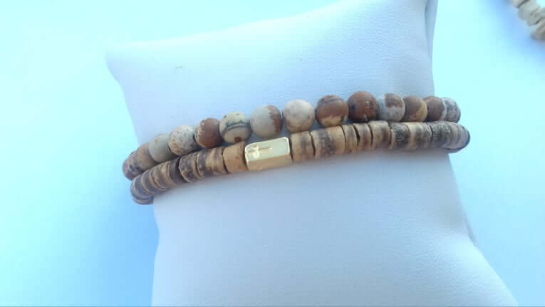 Αντρικό βραχιόλι με ημιπολύτιμη πέτρα ίασπις