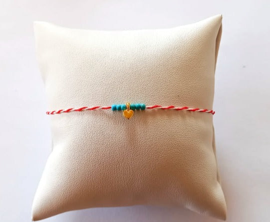 Μαρτάκι με λεπτό κορδόνι, πέτρες χαολίτη και επιχρυσωμένο στοιχείο