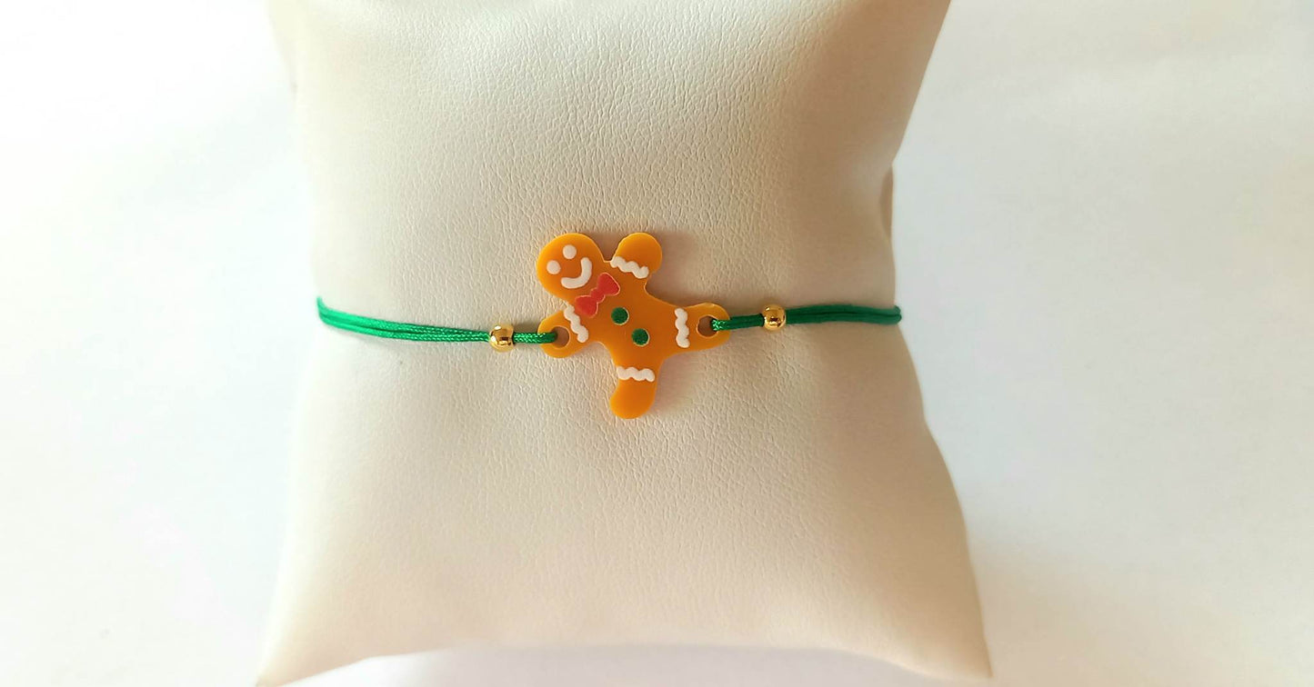 Βραχιόλι με κορδόνι και μοτίφ gingerbread