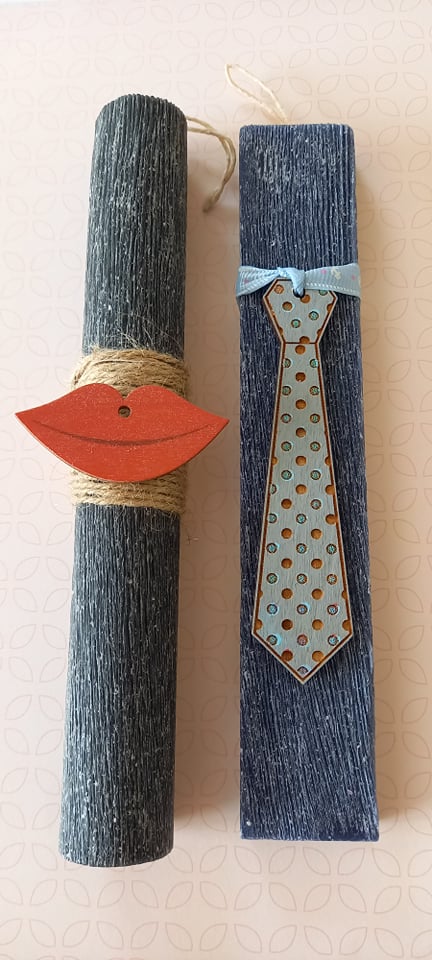 Χειροποίητη αρωματική λαμπάδα με γραβάτα