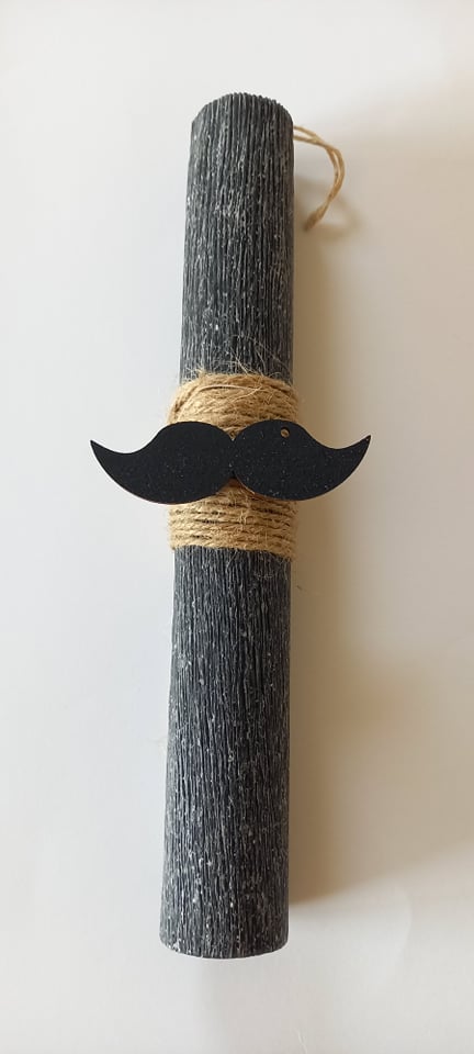 Χειροποίητη αρωματική λαμπάδα για άντρες με ξύλινο μουστάκι