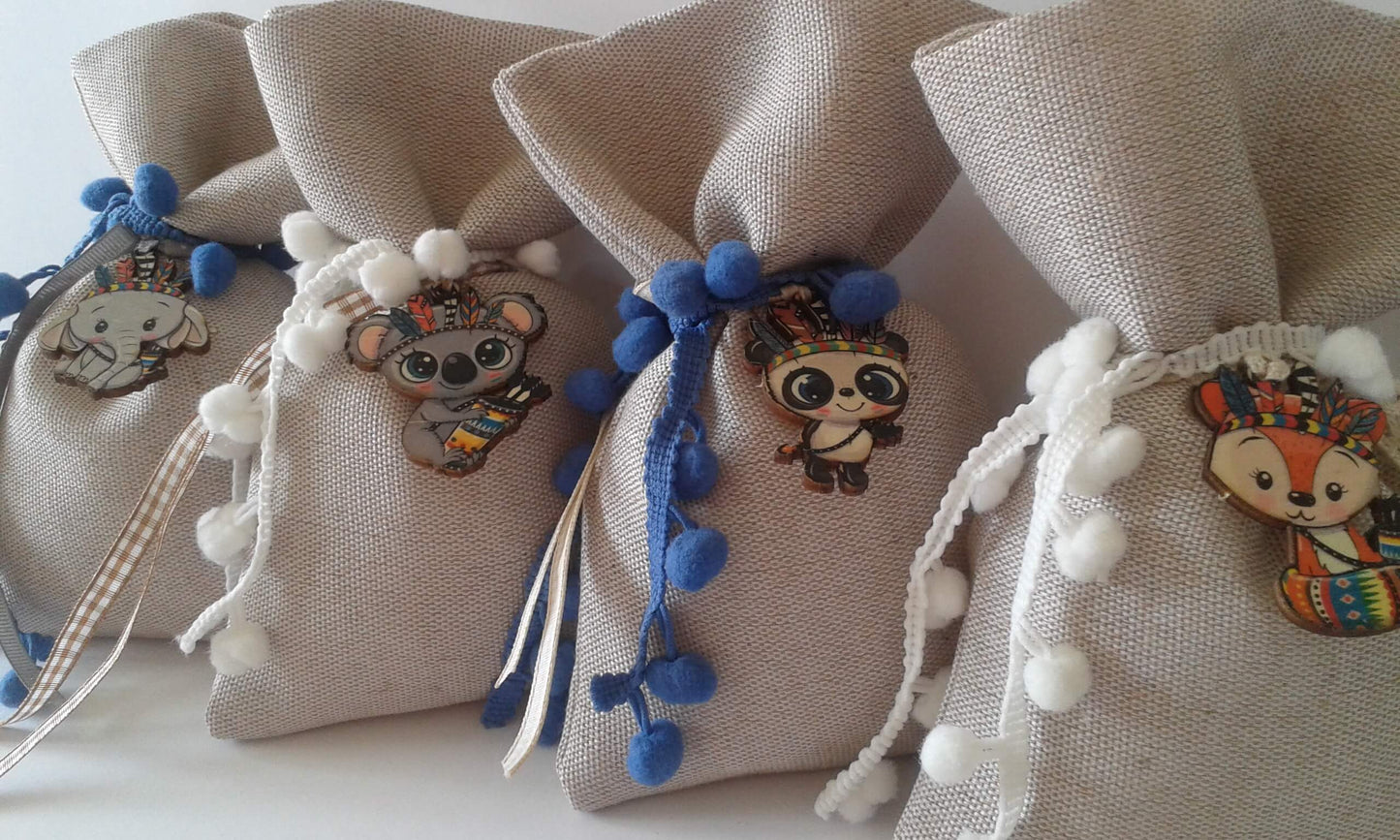 Μπομπονιέρα βάπτισης με θέμα ζωάκια της ζούγκλας