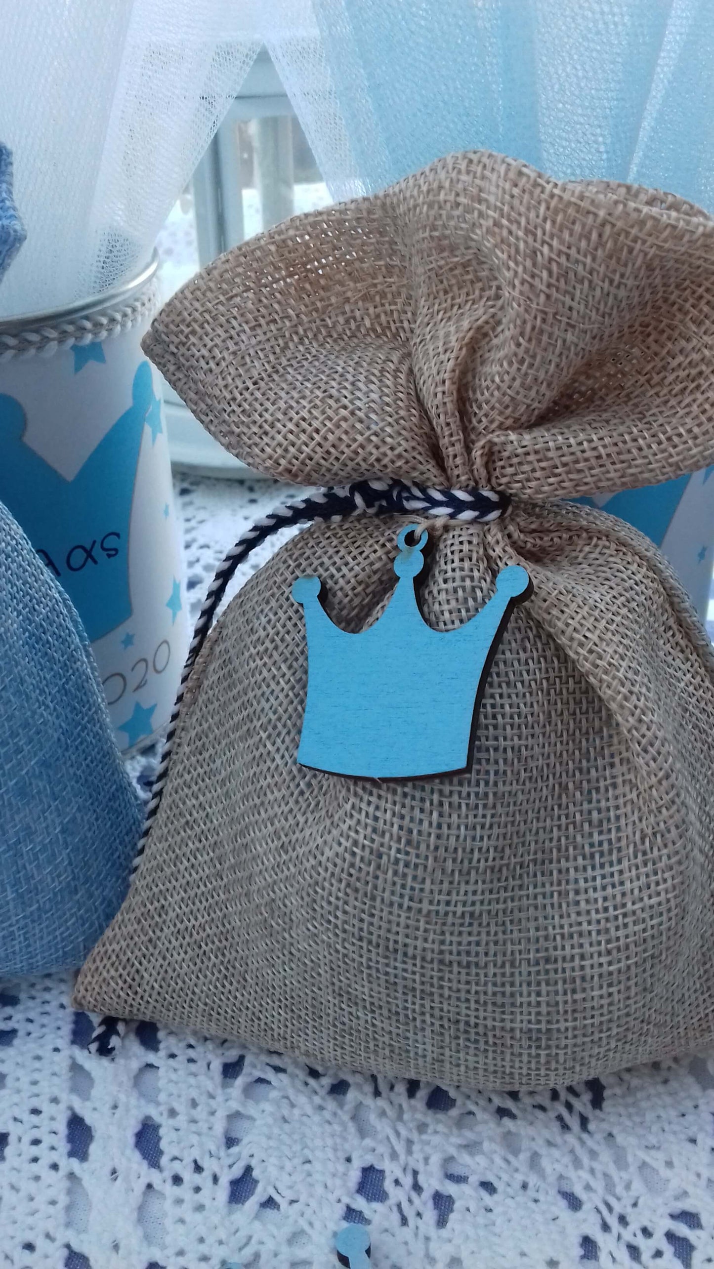 Προσκλητήριο βάπτισης αγόρι με κορώνα