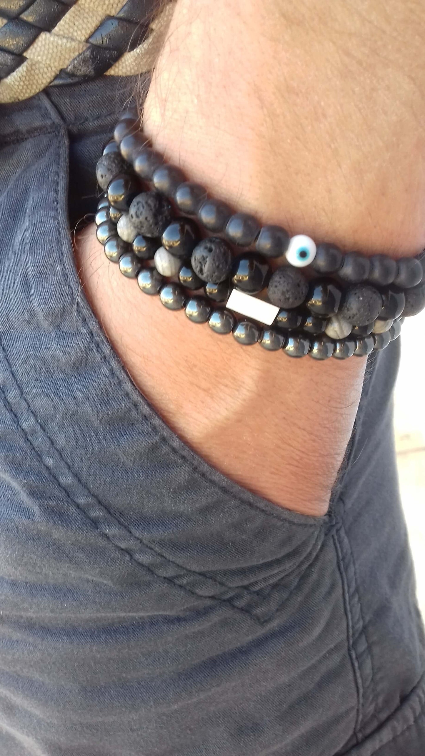 Αντρικό βραχιόλι με ημιπολύτιμες πέτρες