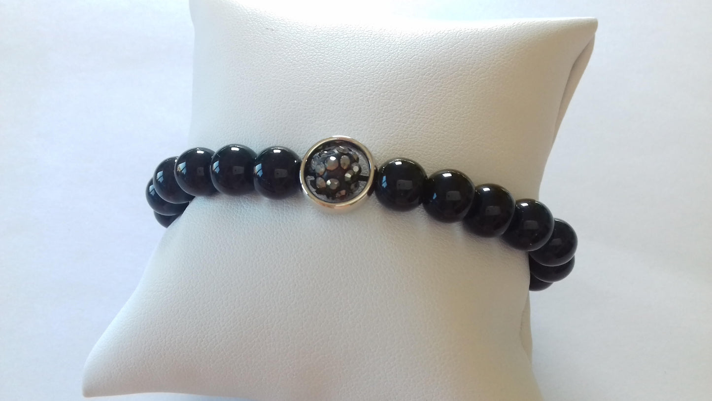 Βραχιόλι με πέτρες αχάτη και pave strass