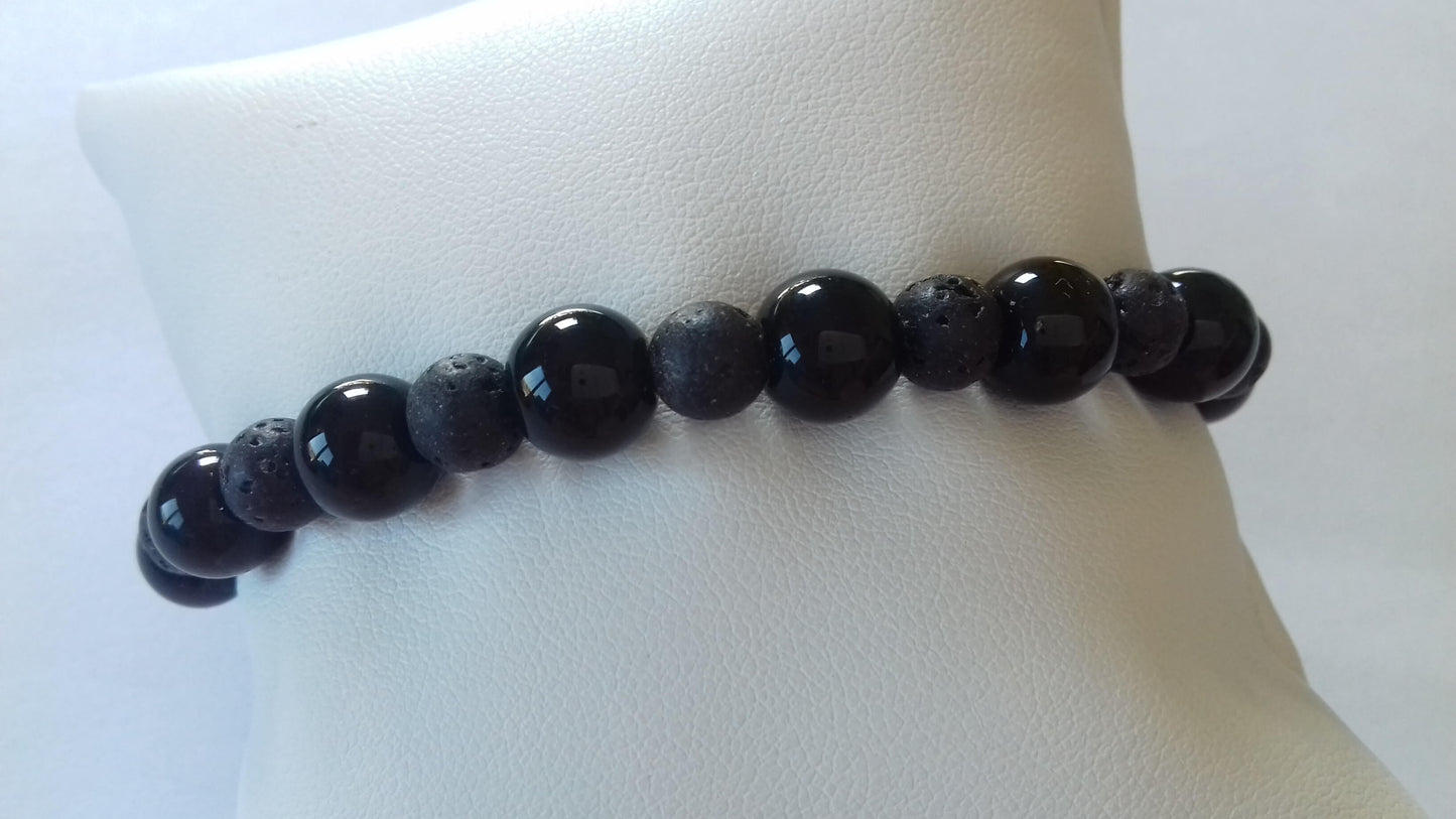 Αντρικό βραχιόλι με λάβα και γυαλιστερές πέτρες