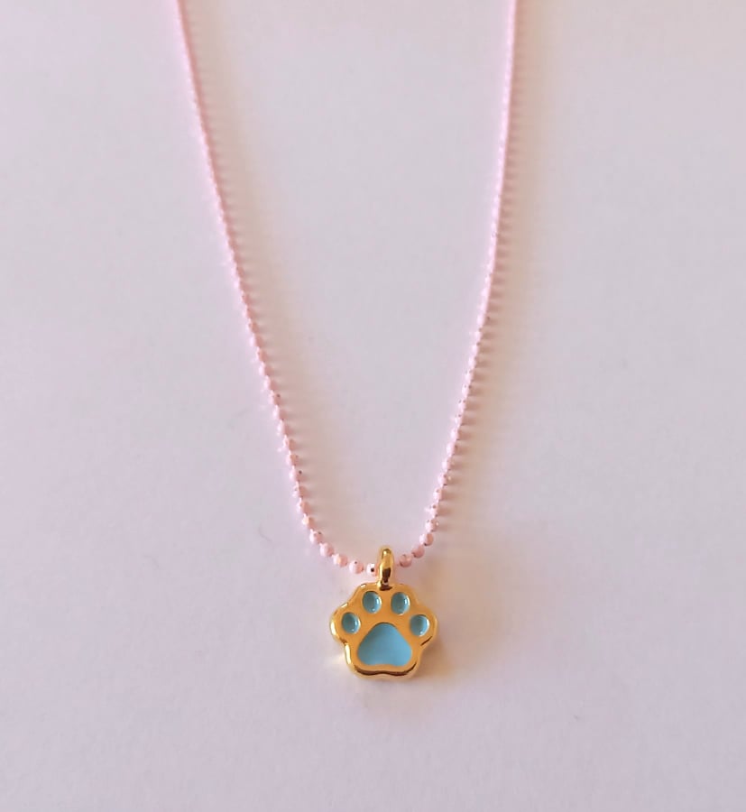 Χειροποίητο κολιέ με αλυσίδα και πατουσάκι ζώου