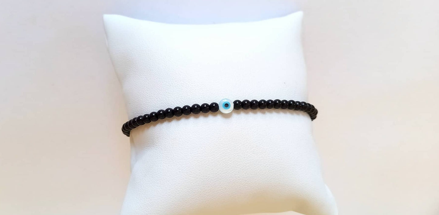 Βραχιόλι με πέτρες αχάτη και στρογγυλό ματάκι