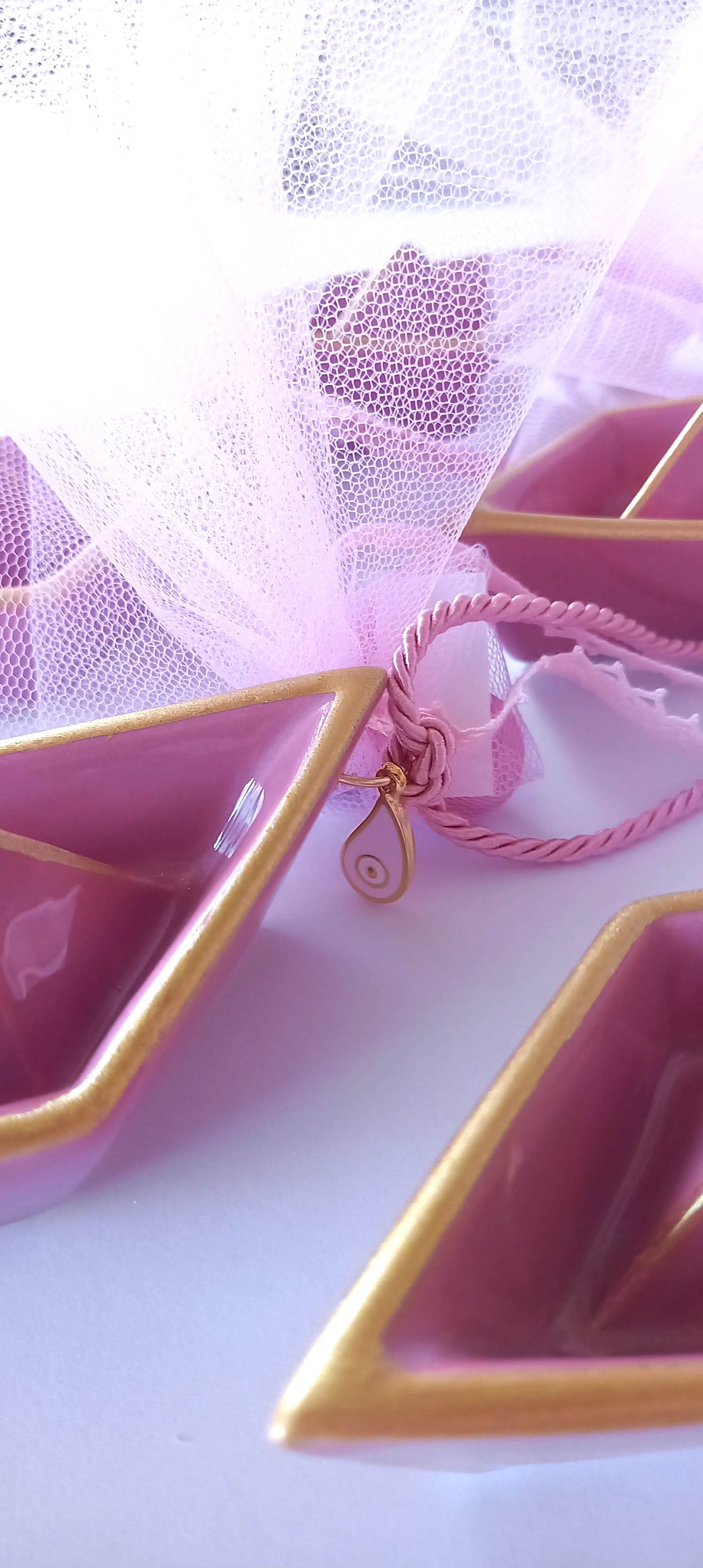 Μπομπονιέρα βάπτισης καράβι με μάτι και κορδέλες