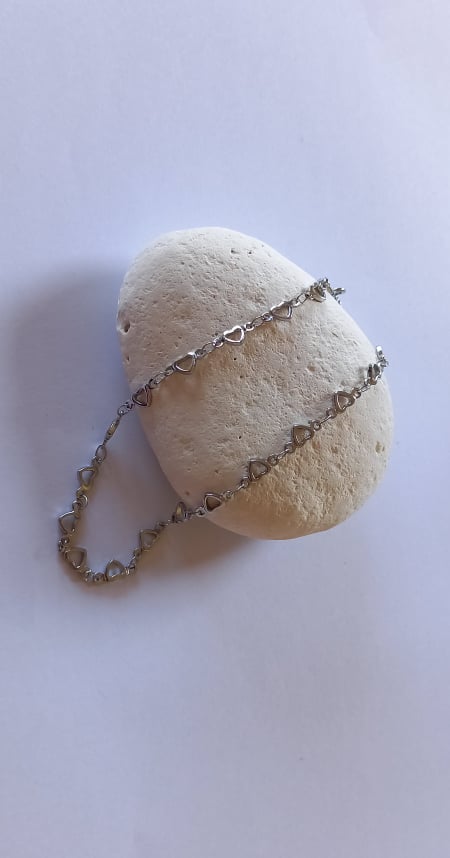 Κολιέ - αλυσίδα από ατσάλι με καρδιές