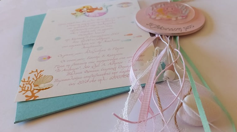 Μπομπονιέρα βάπτισης στοιχείο plexi glass με γοργόνα