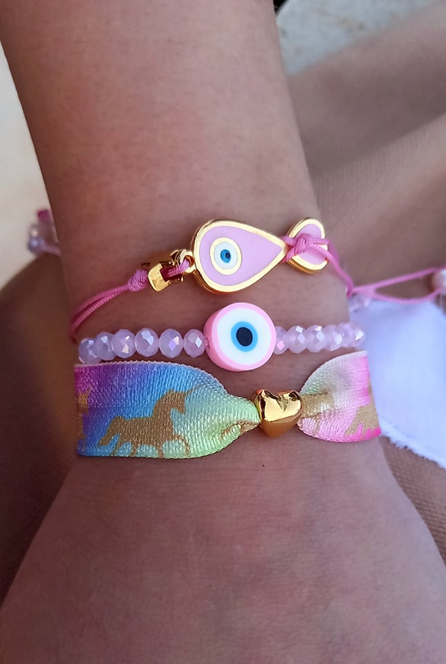 Βραχιόλι με κορδόνι και μάτι από φίμο