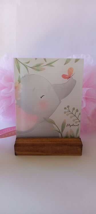 Μπομπονιέρα βάπτισης διακοσμητικό από plexi glass με ελεφαντάκι