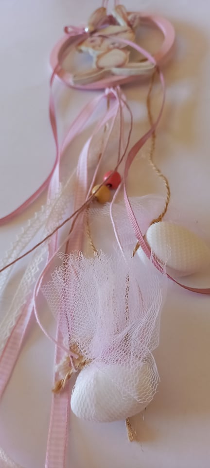 Μπομπονιέρα βάπτισης ξύλινο στοιχείο με λαγουδάκι